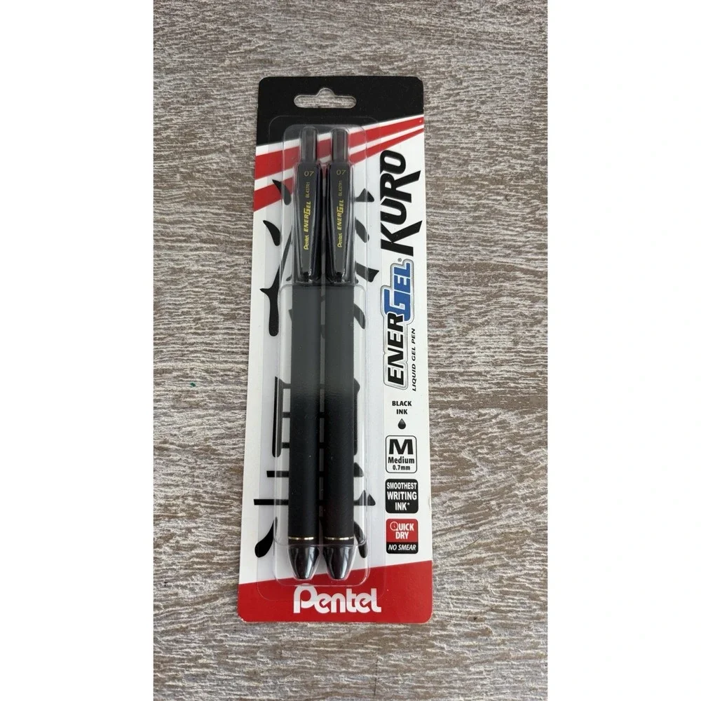 EnerGel Pro Black Gel Pens 0.7mm Quick Drying Permanent Ink Pack of 2